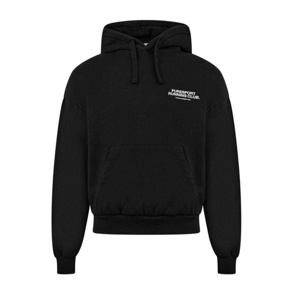 Puresport Mens Running Club Natural Cotton Pullover Hoodie / Black
